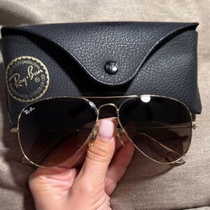 Ray-Ban Gold Frame Sunglasses with Black Case